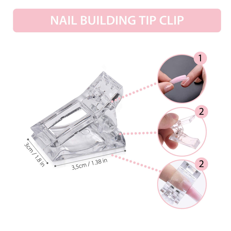 20 PCS Nail Tips Clip for Quick Building Polygel Extension Clamps